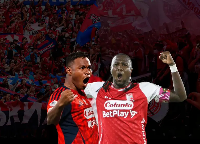 El futbolista Léider Berrío fue el goleador del Medellín en los cuadrangulares con dos celebraciones. Hugo Rodallega el de Santa Fe con cinco tantos. FOTO: ILUSTRACIÓN, EL COLOMBIANO