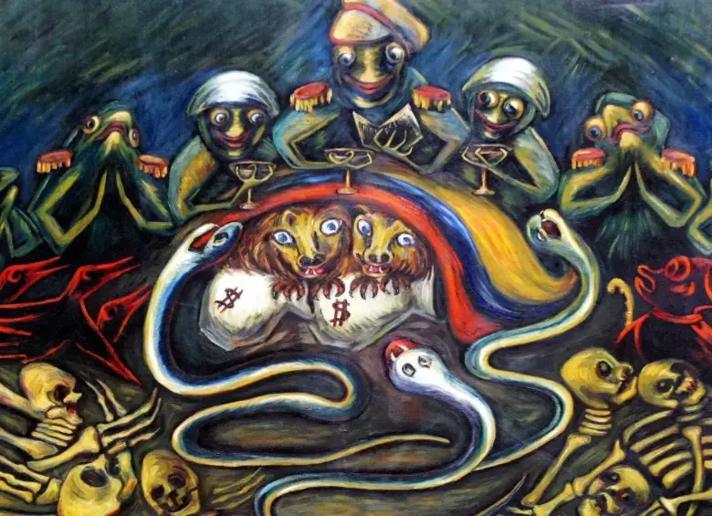 “Rojas Pinilla” (1953–1957), óleo sobre lienzo, de Débora Arango. Este es uno de los dos cuadros que el Museo de Arte de Moderno de Medellín pretendía vender al Banco de la República.