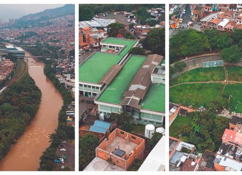 En orden, algunas obras que no han arrancado: margen oriental del río Medellín, donde se construiría Parques del Río Norte; Unidad Hospitalaria de Santa Cruz; y predio para el Hospital del Norte y que serviría para el Mental, en Aranjuez. FOTOS manuel saldarriaga