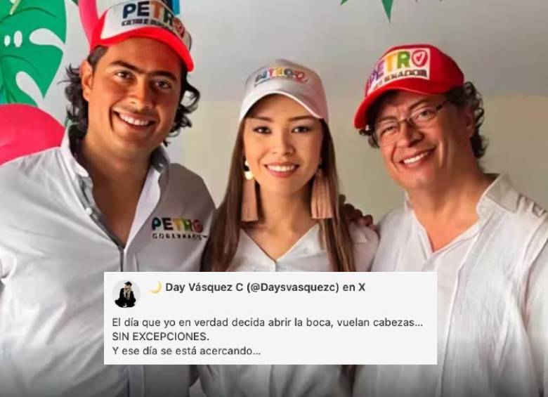 En campaña: Nicolás Petro Burgos, Day Vásquez y el hoy presidente Gustavo Petro. Foto: Redes