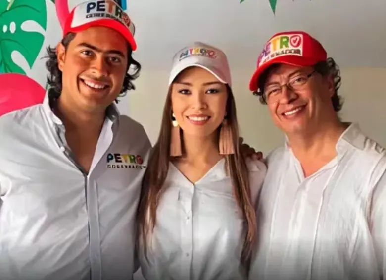 Nicolás Petro, Day Vásquez y el hoy presidente Gustavo Petro. Foto: tomada de redes sociales