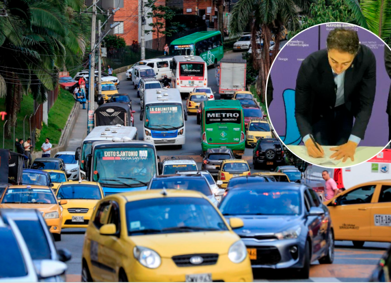 El decreto firmado por el alcalde de Medellín prohibe la circulación de carros y motos a gasolina y diesel a partir de 2035. FOTOS: JAIME PÉREZ MUNÉVAR Y CORTESÍA