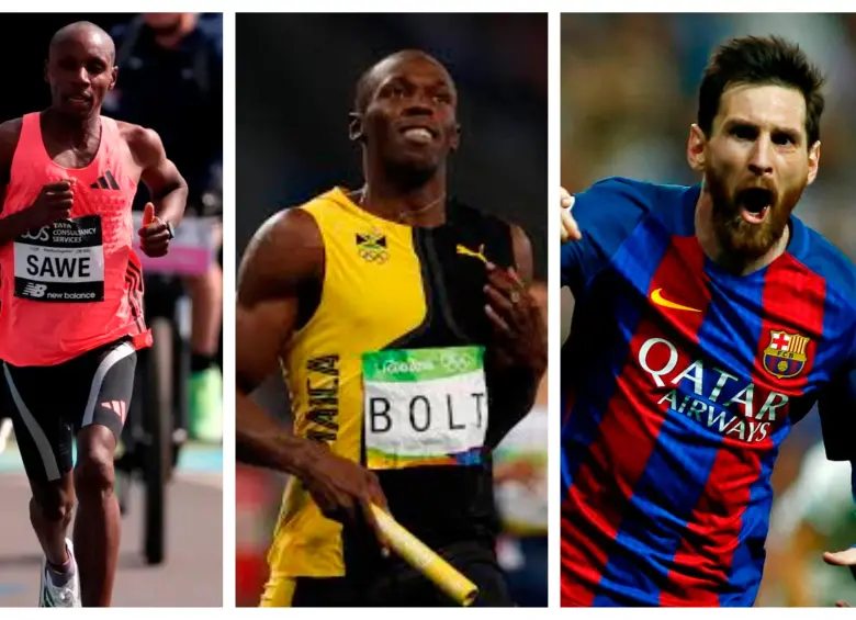 Sabastian Sawe, Usain Bolt y Lionel Messi, entre los deportistas que batieron récords “imposibles”. FOTOS GETTY