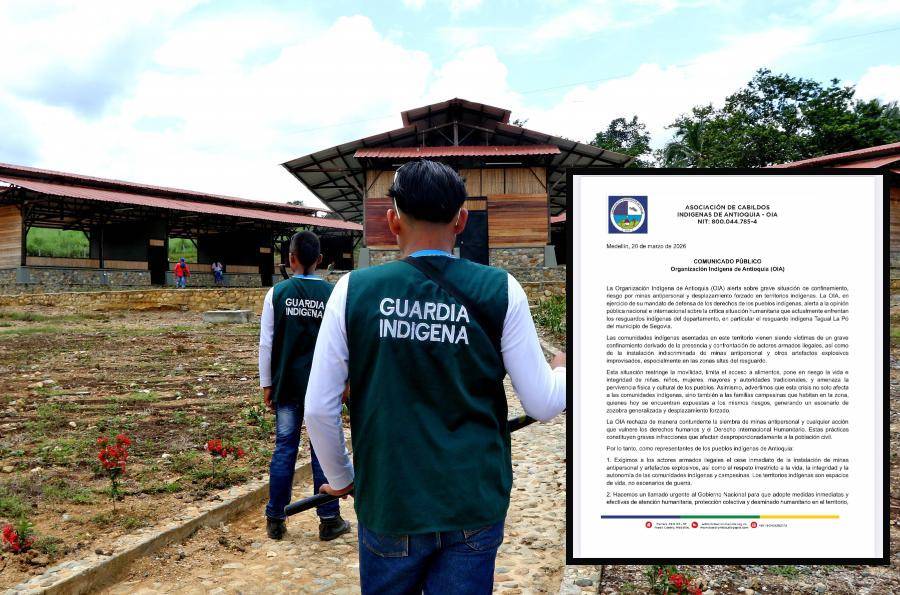 Adelante, alerta enviada por la OIA a la opinión pública. Atrás, resguardo en Segovia. FOTO: Juan Antonio Sánchez e imagen tomada de redes sociales