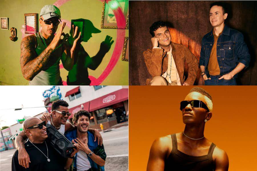 Feid, Silvestre Dangond, Fonseca, Sebastián Yatra y Junior Zamora son algunos de los artistas con nuevas canciones. FOTOS: Cortesía Sony y Universal