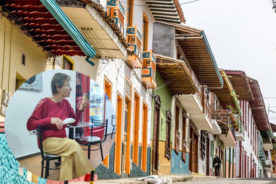 Aspectos generales del municipio de Jericó y, en miniatura, la señora Ligia. FOTOS Juan Antonio Sánchez y Cortesía.