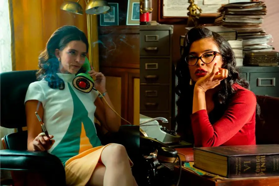 Estas son las actrices Juana Acosta (izquierda) y Ángela Cano (derecha), quienes hacen parte del elenco de <i>Policiaco sin crimen</i>. FOTO: Cortesía.