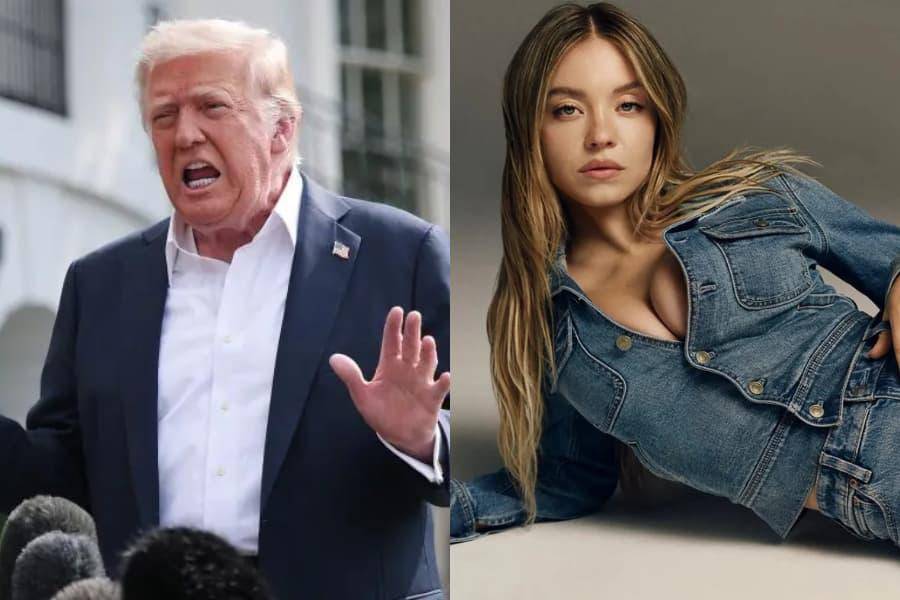 Trump aseguró que le parecía “fantástico” que Sydney Sweeney fuera republicana. FOTO Getty y American Eagle