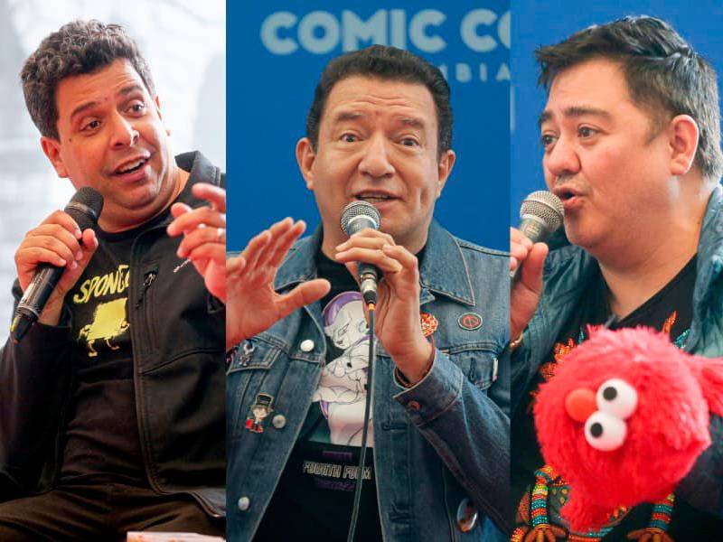Luis Carreño es la voz de Bob Esponja, Gerardo Reyero es Freezer en Dragon Ball y Eduardo Garza es Elmo. FOTO Colprensa