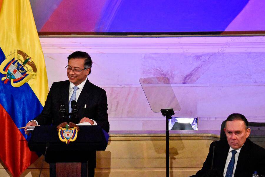 El presidente Gustavo Petro durante la instalación de las sesiones ordinarias del Congreso de la República. FOTO COLPRENSA