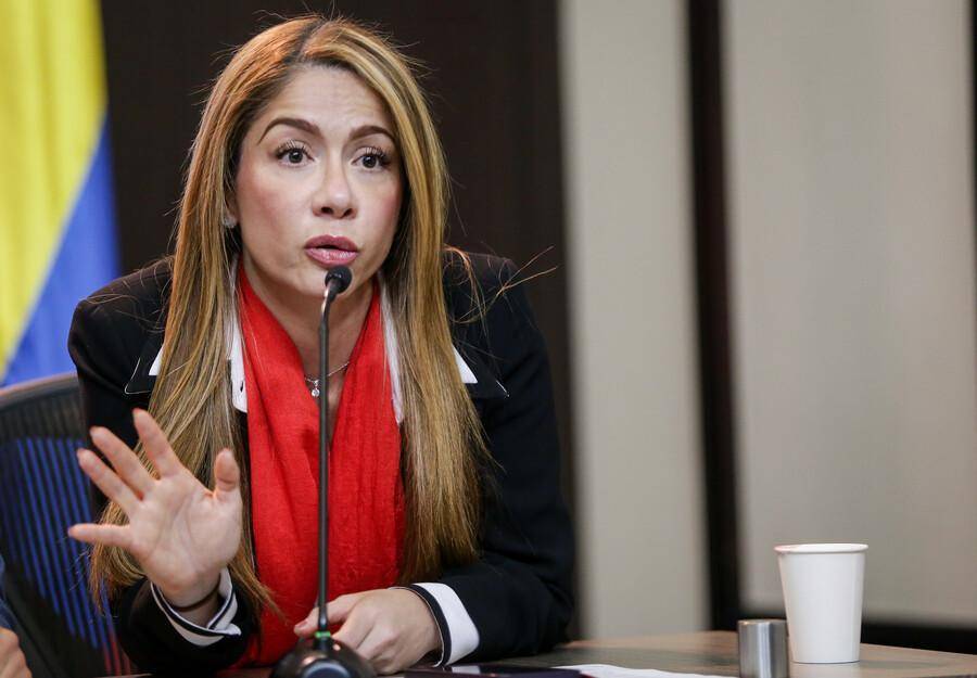 Catherine Juvinao en una rueda de prensa. FOTO: COLPRENSA