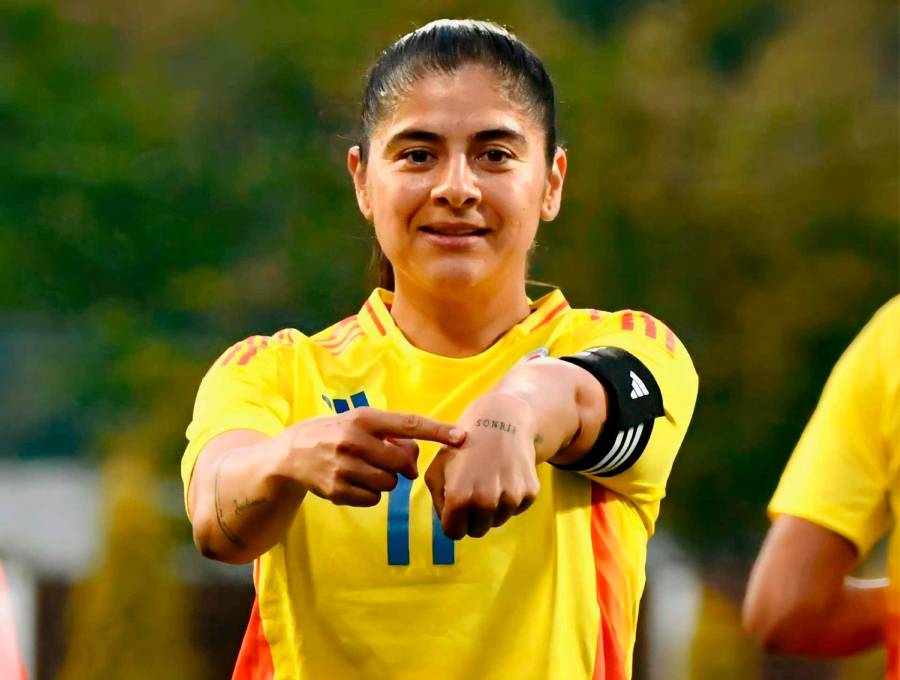 Catalina Usme celebró su tanto contra Corea del Sur, el 62 en su carrera con la camiseta de la Selección. FOTO: Cortesía FCF