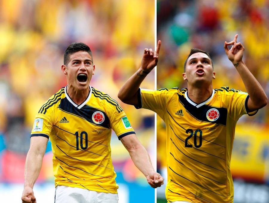 James Rodríguez y Juan Fernando Quintero, dos jugadores que salieron de la cantera de Envigado y que esperan estar en el Mundial de Norteamérica-2026. Foto: Juan Antonio Sánchez Ocampo