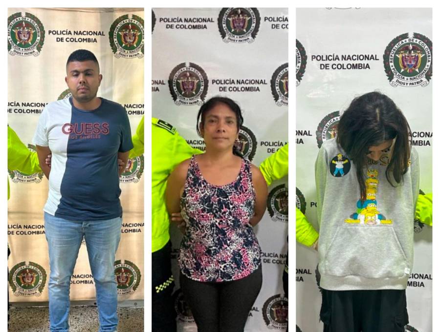 Tres de los imputados al momento de la captura en operativos realizados en Medellín. FOTO: Cortesía Fiscalía