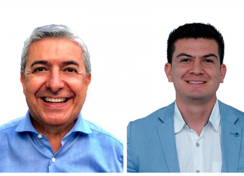 Fabio Rivera (izquierda), del partido Liberal, es la carta de la coalición para conservar la silla de la presidencia del Concejo. El voto de Luis Carlos Hernández (derecha) será el que incline la balanza. FOTO: CORTESÍA