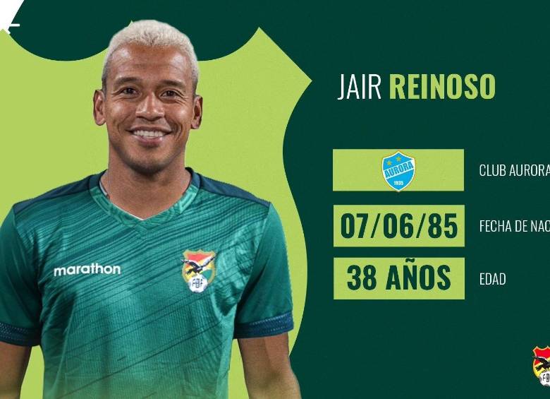 Jair Reinoso, colombiano nacionalizado boliviano, fue convocado para duelos de Eliminatoria ante Perú y Uruguay