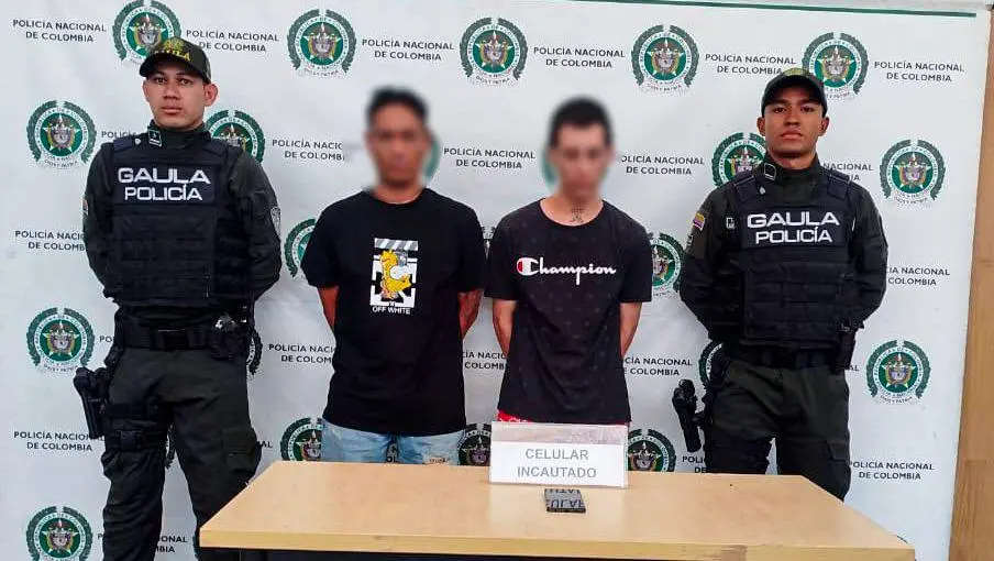 Dos hombres de 38 años pedían $5 millones por el rescate de una persona. FOTO: CORTESÍA POLICÍA
