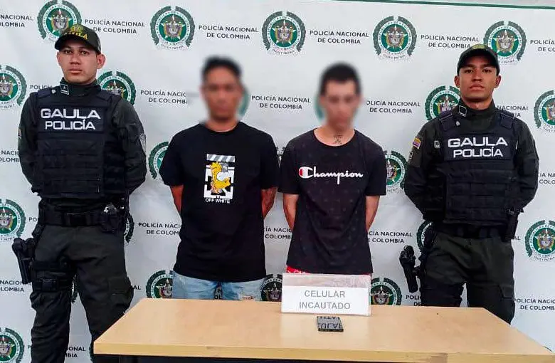 Dos hombres de 38 años pedían $5 millones por el rescate de una persona. FOTO: CORTESÍA POLICÍA
