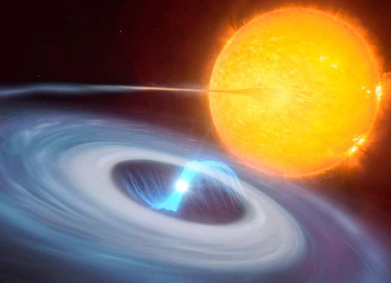 Representación artística de un sistema de dos estrellas donde pueden tener lugar micronovas. FOTO Observatorio Europeo Austral.