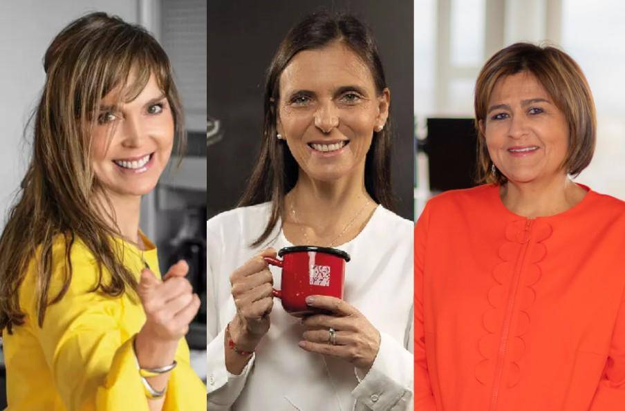Beatriz Fernández, cofundadora de Crepes &amp; Waffles; Camila Escobar Corredor, presidenta de Procafecol (Juan Valdez); y María Lorena Gutiérrez Botero, presidenta del Grupo Aval, encabezan a lista de mujeres más reputadas de Colombia en 2025. FOTO: Cortesía empresas.