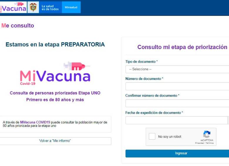 Según el ministro de Salud, Fernando Ruiz, los muertos en la plataforma Mi Vacuna son casos “incidentales”. FOTO CAPTURA DE PANTALLA