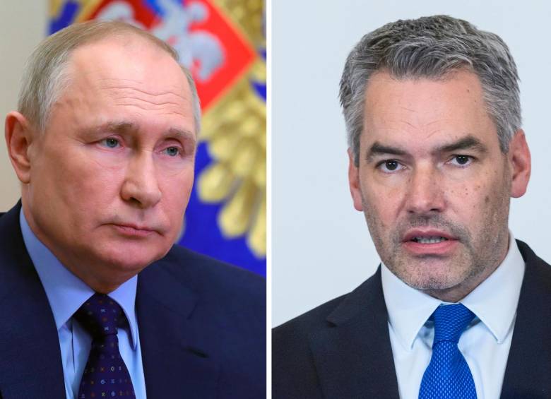 Vladimir Putin y el canciller austríaco Karl Nehammer. FOTO EFE