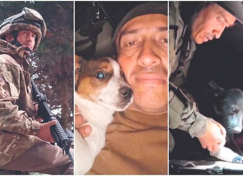 Camacho patrulla cinco veces a la semana y descansa 2 días. En la foto 2 muestra a Kiarcha. También atiende a los perros y gatos heridos en la guerra. FOTO cortesía josé camacho
