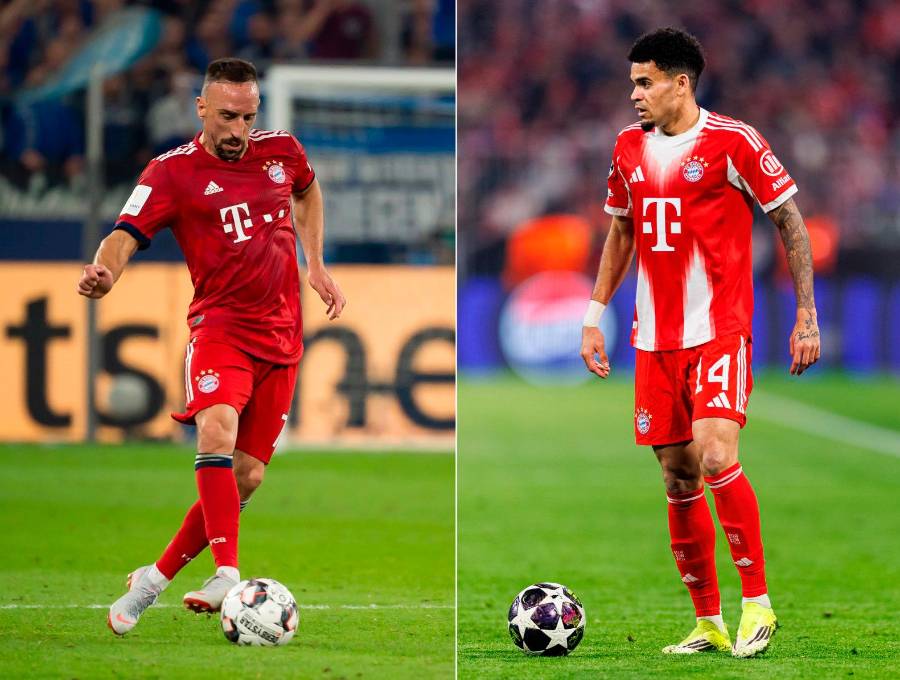 Franck Ribéry fue el extremo por izquierda del triplete del Bayern en 2013. Luis Fernando Díaz busca hacer historia de la misma manera esta temporada en el club de Baviera. FOTOS: <b>GETTY</b>