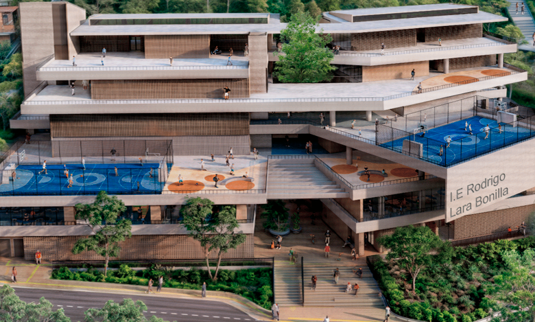 Así quedará la Institución Educativa Rodrigo Lara Bonilla, en Manrrique. FOTO: Cortesía Alcaldía