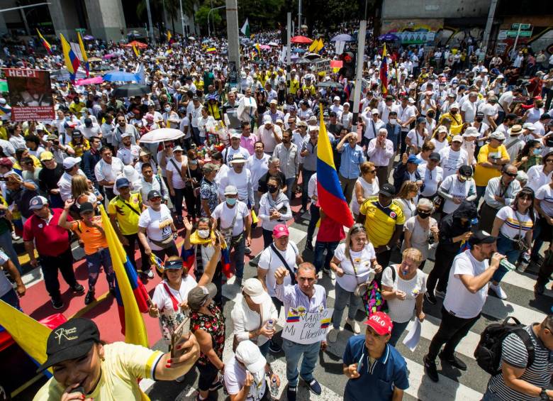 La marcha congregó a manifestantes de otros municipios e incluso otras subregiones como el Urabá y el Bajo Cauca. FOTO JULIO CÉSAR HERRERA