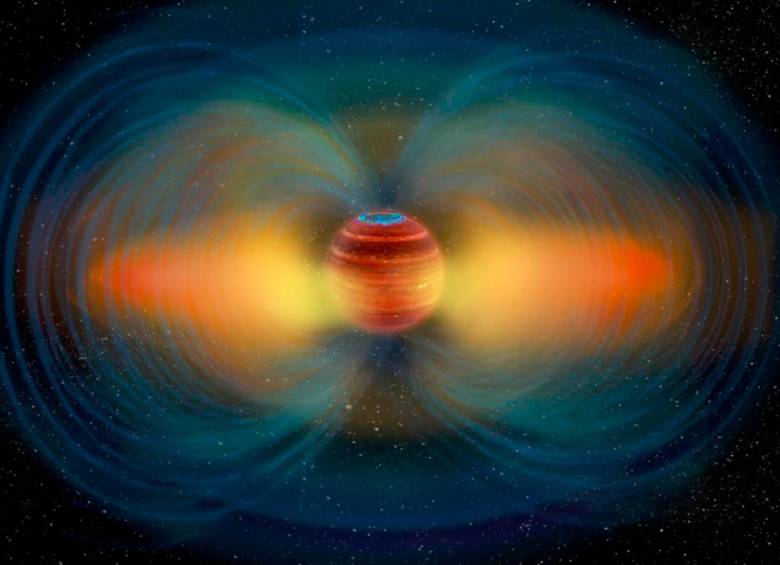 Ilustración de la aurora y el cinturón de radiación en la estrella enana ultrafría objeto del estudio. Foto: Europa Press.