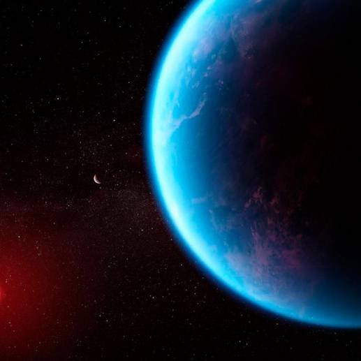 El exoplaneta K2-18 b, un posible mundo hiceáno, con atmósfera rica en hidrógeno y océanos. Foto: Agencia Sinc.