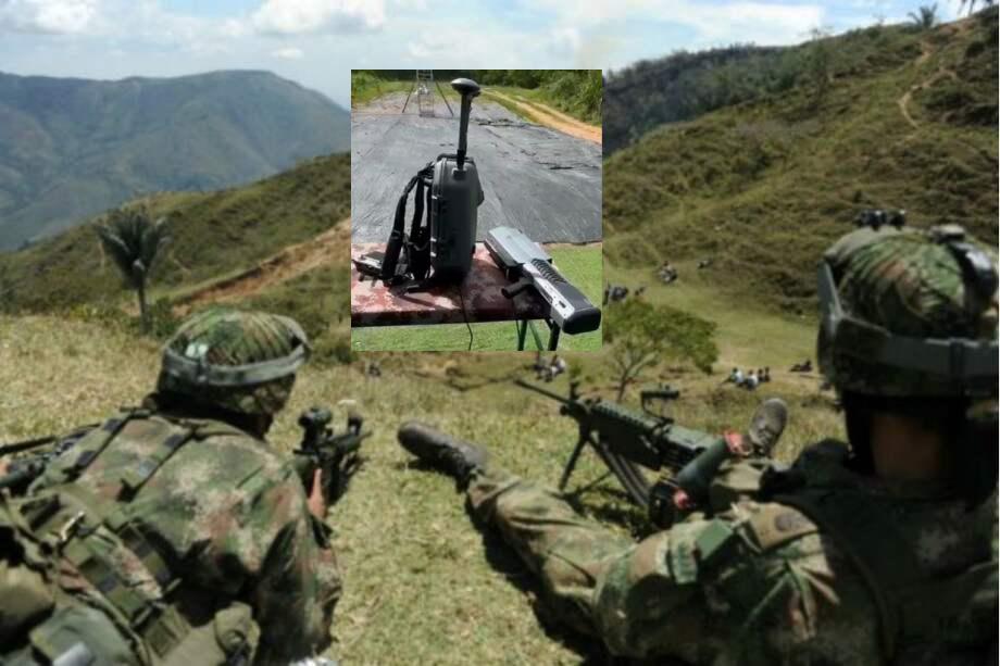 El Ejército incautó un sofisticado equipo antidrones a las disidencias de las Farc. Fotos: AFP y cortesía