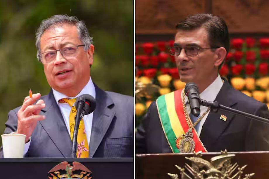 Gustavo Petro, presidente de Colombia; y Rodrigo Paz Pereira, presidente de Bolivia. FOTO: Cortesía redes.