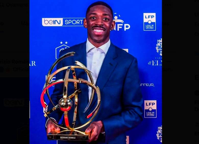 El delantero Ousmane Dembelé fue elegido como el mejor jugador de la temporada en la Ligue 1. FOTO TOMADA X@Ligue1_ENG