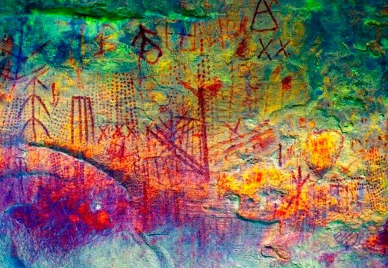 Una vista mejorada que muestra parte del arte rupestre encontrado en Venezuela. FOTO José Miguel Pérez Gómez