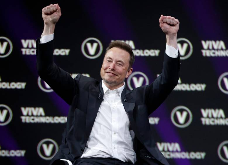 Así se vio Elon Musk en esta conferencia en París. FOTO Getty