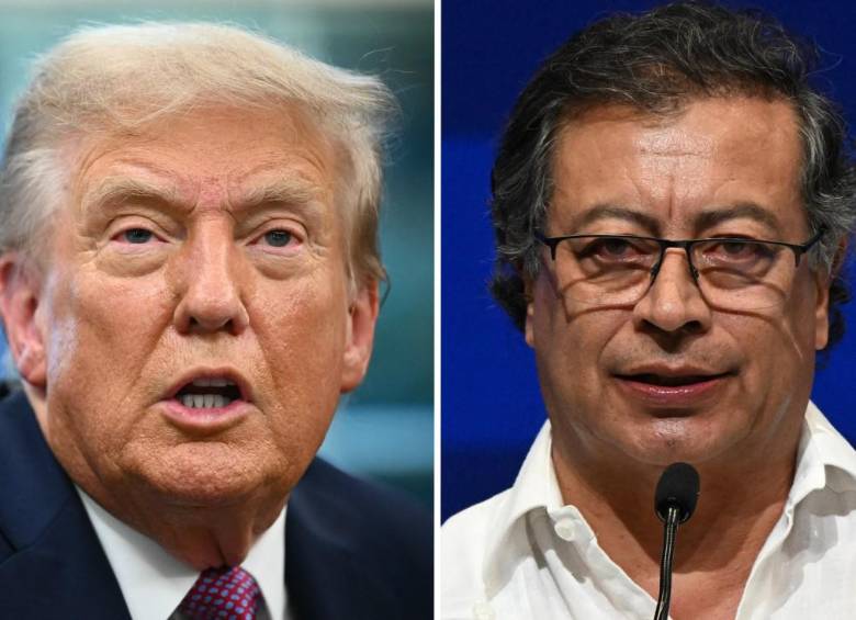 A la izquierda, el presidente de Estados Unidos, Donald Trump; a la derecha, el presidente Gustavo Petro. FOTO: AFP