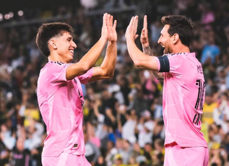 Lionel Messi festejando su golazo con el Inter Miami. FOTO @InterMiamiCF