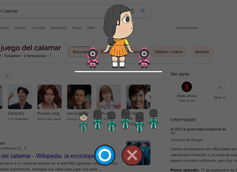 El minijuego de Google inspirado en El Juego del Calamar recrea la icónica dinámica de ‘Luz roja, luz verde’ y está disponible en navegadores de todo el mundo. FOTOS El Colombiano