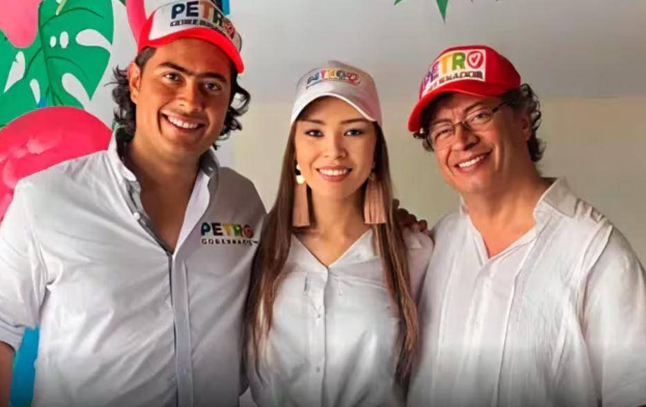 Nicolás Petro, Day Vásquez y el hoy presidente Gustavo Petro. Foto: tomada de redes sociales