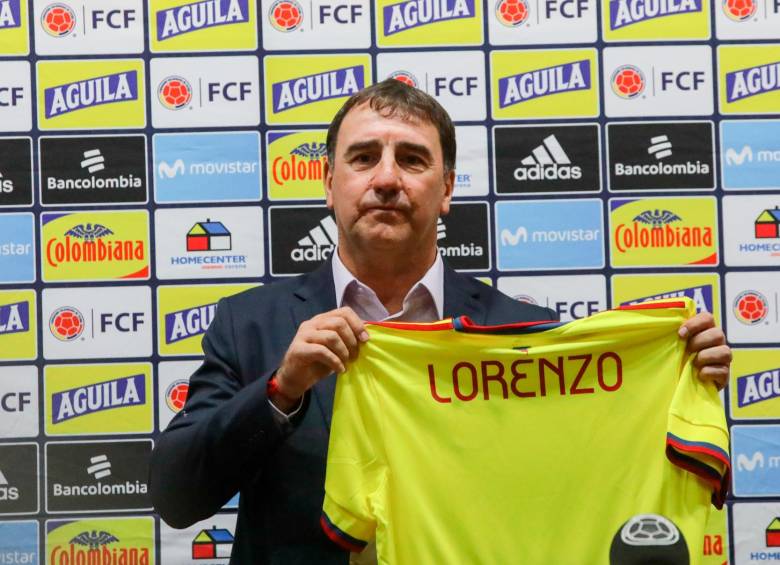 El técnico argentino Néstor Lorenzo durante su presentación oficial como seleccionador de Colombia, el 14 de junio. FOTO GETTY 