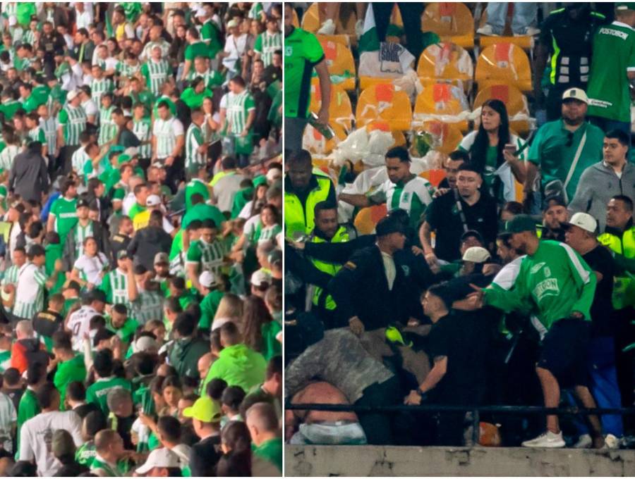 En la tribuna Occidental del Atanasio Girardot también se presentaron pelas entre hinchas de Atlético Nacional tras la derrota ante junior. 