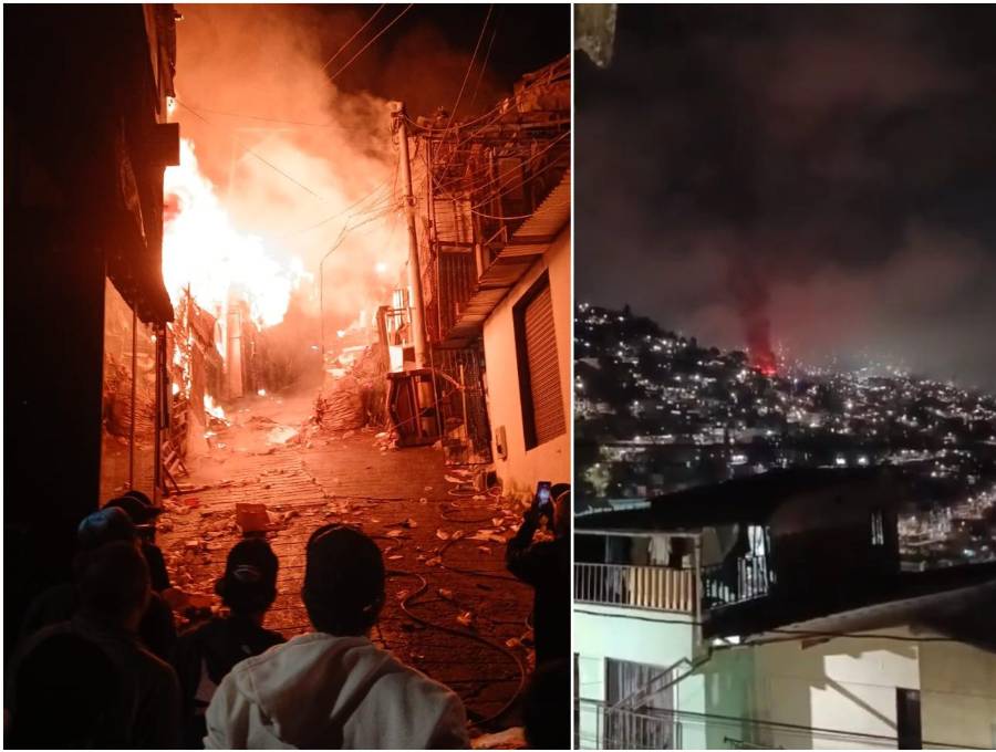 Aspecto del incendio ocurrido este domingo en el nororiente de Medellín. FOTO: Costesía