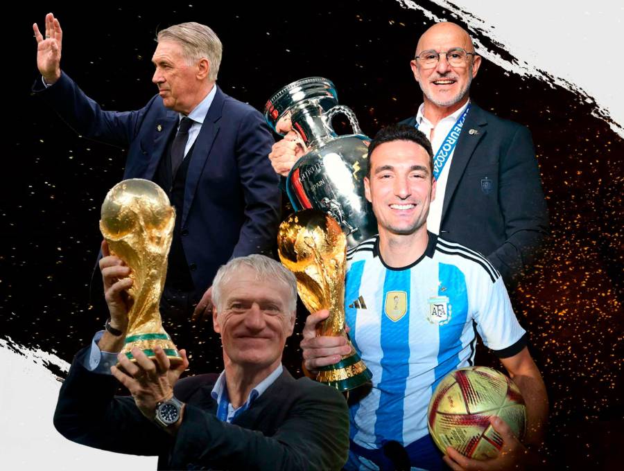 Lionel Scaloni - Argentina; Carlo Ancelotti - Brasil; Didier Deschamps - Francia; Luis de la Fuente - España. FOTO GETTY