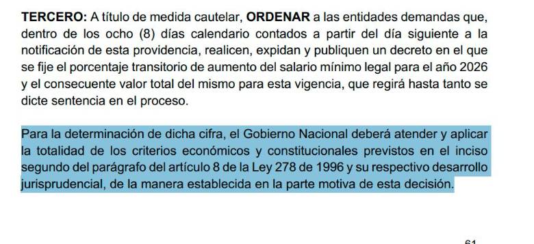 Pantallazo del auto del Consejo de Estado. 
