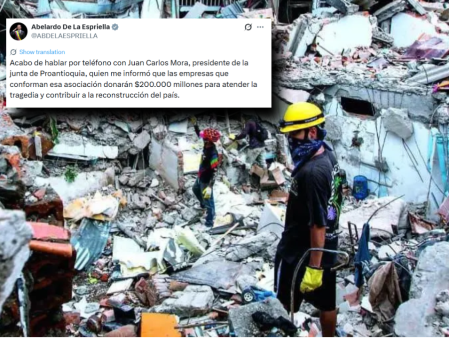 El presidente informó, a través de su cuenta de X, la donación que ayudará a reconstruir viviendas y edificios tras el terremoto. Foto: Julio César Herrera y X de Abelardo de la Espriella.
