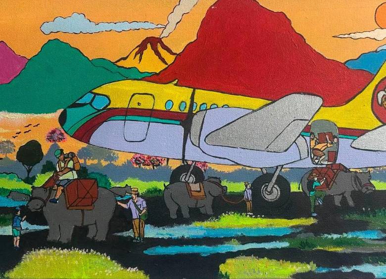 El nuevo descubrimiento de América, pintura de Jorge Zapata Sánchez. 