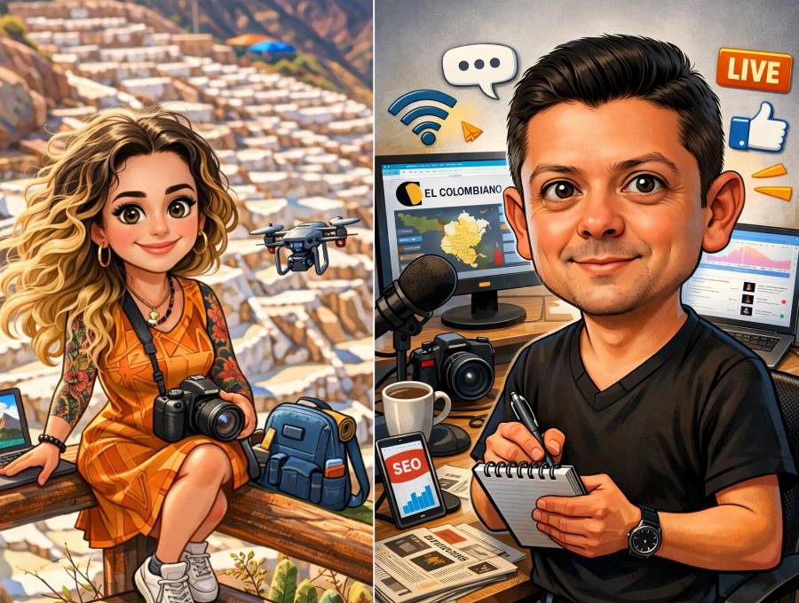 Caricaturas laborales creadas con ChatGPT. Foto: composición El Colombiano