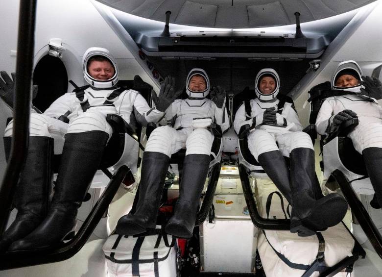 Los miembros de la tripulación 8 de SpaceX de la Nasa, de izquierda a derecha, el cosmonauta de Roscosmos Alexander Grebenkin, Michael Barratt, Matthew Dominick y Jeanette Epps. FOTO: Nasa